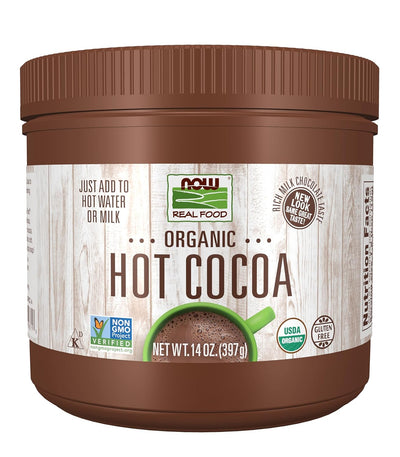 NOW Foods, Cocoa Lovers™ Organic Hot Cocoa, Instant, Rich Milk Chocolate Taste, Low-Fat and Gluten-Free, 14-Ounce