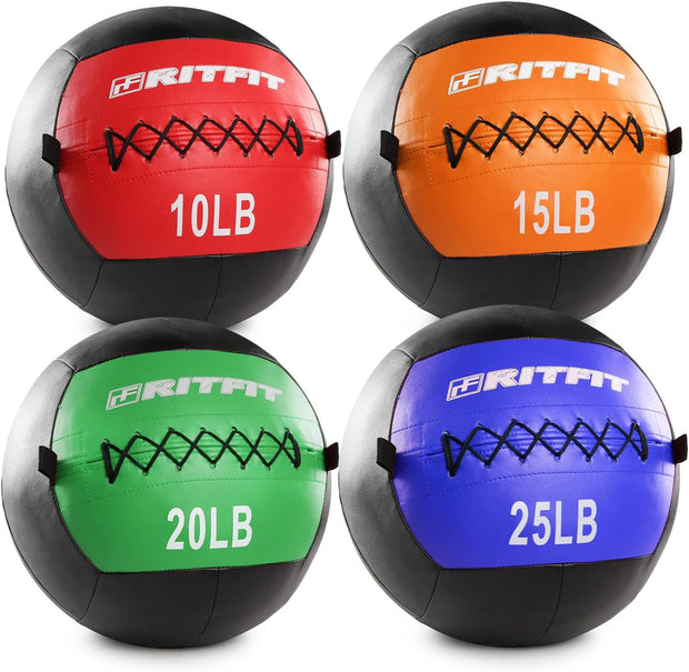 RitFit Medicine Ball / weight ball / Soft Medicine Ball / Wall Medicine Ball / Soft Wall Ball / Wall Ball set/ Medicine Balls for Exercise and Conditioning Workouts, Fitness Gym Equipment for Core Training and Cross Training (5/10/15/20/25/30 lbs)