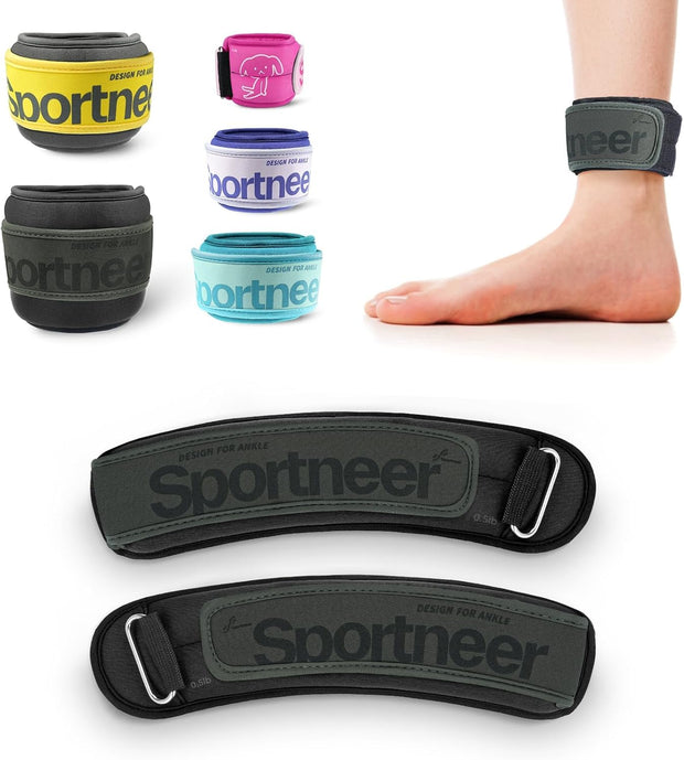 Sportneer Ankle Weights 0.5/1/2/3/5 LBS 1 Pair Wrist Leg Arm Weights for Women Men Kids Child with Adjustable Straps, Strength Weighted for Jogging Running Walking Fitness Gym Workout