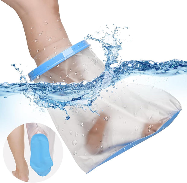 100% Waterproof Extra Wide Leg Cast Cover for Shower with Non-Slip Bottom Reusable Shower Boots Protector for Adult Leg Ankle Foot After Surgery Bandage Dressing Wound Immobilizer/Brace, Walking Boots
