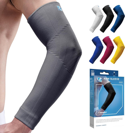 LP SUPPORT 668 Elbow Compression Sleeve Brace, Tennis and Golfer’s Elbow, Tendonitis, For Workouts, Men & Women (1-Pack)