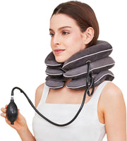Neck Stretcher for Pain Relief, Adjustable Inflatable Cervical Traction Device, Neck Brace for Home Use, Supports Neck Decompression & Spine Alignment，Gifts for Women (Grey)
