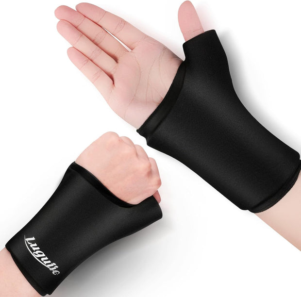 Wearable Thumb Wrist Ice Pack-Hot Cold Compress Hand Finger Ice Pack,Reusable for Injuries,Carpal Tunnel,Arthritis,Tendonitis,De Quervain's Tenosynovitis, Swelling & Bruises Black-S/M