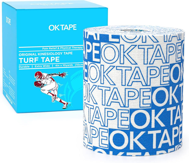 OK TAPE Turf Tape Football, Extra Wide Kinesiology Tape, Protects Arm from Turf Burn, Waterproof, Flexible, Super Sticky, White Athletic Tape (4 Inch x 30 Feet)