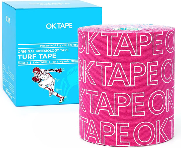 OK TAPE Turf Tape Football, Extra Wide Kinesiology Tape, Protects Arm from Turf Burn, Waterproof, Flexible, Super Sticky, White Athletic Tape (4 Inch x 30 Feet)