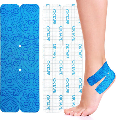 OK TAPE Kinesiology Tape for Ankle - 10 Precut Strips | Professional-Grade Water-Resistant & Breathable Ankle Tape for Sports Injury Recovery, Support, 10pcs, Pink