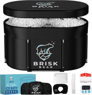 XL Oval Ice Bath Tub for Athletes with Cover by Brisk Bear - Extra Large Cold Plunge Tub for Recovery - Ice Bath Plunge Pool with Digital Timer - Cold Plunge to Soothe Muscles - Black Ice Tub