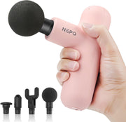 Mini Massage Gun, Powerful Fascial Gun Portable Deep Tissue Percussion Muscle Back Head Massager for Pain Relief with 4 Massage Heads High-Intensity Vibration Rechargeable Small Massage Gun