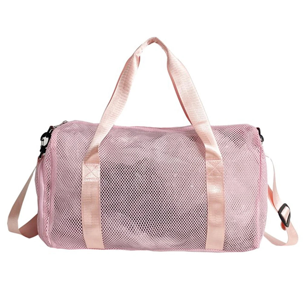 Mesh Travel Duffle Bag Luggage Bag with Shoe Compartment Fitness Messenger Bag Dry Wet Separation Large Capacity for Yoga Sports