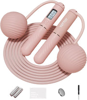 YOTTOY Skipping Ropes for Adults -Cordless Counter Jump Rope with Large Cordless Ball-Weighted Jump Rope for Women with LCD Display