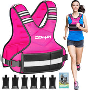 Weighted Vest Adjustable Weights for Women, 6-12 Lbs Weight Vest for Walking with Plus Size Pocket, Ruck Vest with 6 Ironsand Weights & Reflective Strip for Running, Workouts & Strength Training