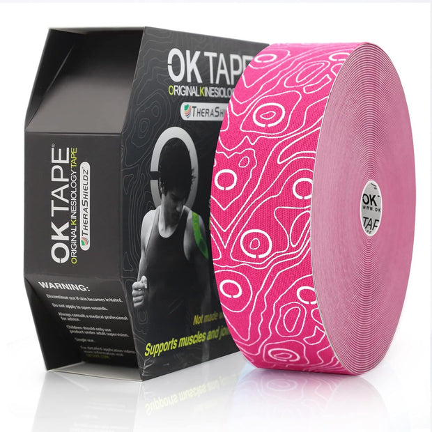(2in X 103 Feet) OK TAPE PRO Bulk Kinesiology Tape, Original Elastic Latex Free Kinesiology Therapeutic Tape, Free Cut Printed