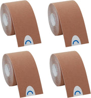 OBTANIM 4 Rolls Waterproof Breathable Kinesiology Tape, Athletic Elastic Kneepad Muscle Pain Relief Knee Taping for Gym Fitness Running Tennis Swimming Football (Black, Skin, Pink, Light Blue)