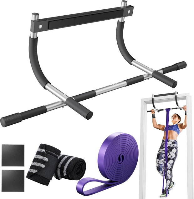 TOPOKO Upgrade Pull Up Bar for Doorway - Max Capacity 440 lbs, Portable Upper Body Workout Bar for Strength Training