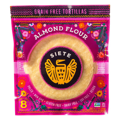 Siete Almond Flour Tortillas, 7 Ounce (Pack of 1), 8 ct (Frozen)