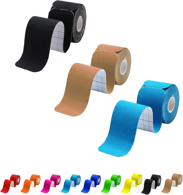 Kinesiology Tape Precut 3 Rolls, Athletic Sports Tape for Muscle Joints Support, 60 Strips for Knee Ankle Shoulder Wrist, Latex Free and Water Resistant, Pink