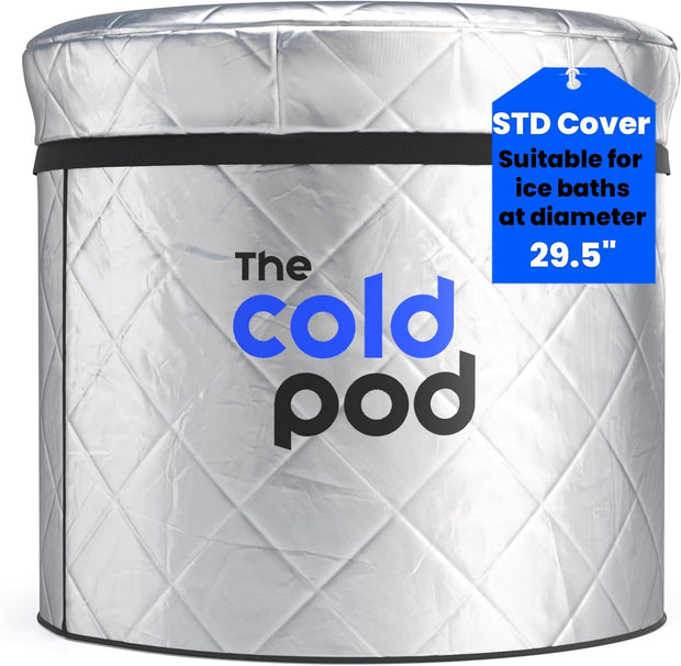 The Cold Pod Insulated Ice Bath Cover,Fits 85Gallons Round Ice Tubs at Diameter of 29.5",Silver UV and Sunlight Reflective Cold Plunge Tub Wrap,All Weather Resistant Protective Lid