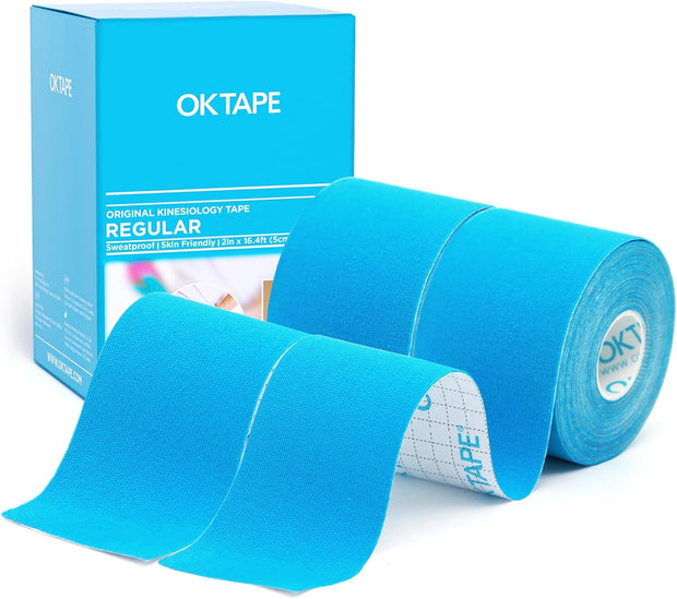 OK TAPE Kinesiology Tape, Regular Original Cotton Elastic Athletic Tape for Support and Recovery, Sports Tape, 2in×16.4ft Uncut Roll - Pink