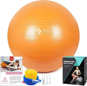 Yoga Ball, 18-30 Inch Extra Thick Exercise Ball for Workout Fitness Balance, Anti Burst Chair for Home and Office Desk, Includes Hand Pump & Workout Guide Access