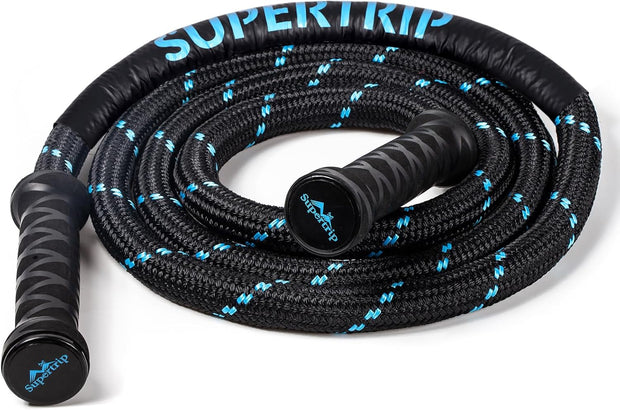 Supertrip Upgraded Weighted Jump Rope for Fitness Men Women Second Generation 360 Rotating Handles, 3.21LBS 3.38LBS 3.41LBS Polyester Heavy Skipping Rope for Exercise Workout Equipment