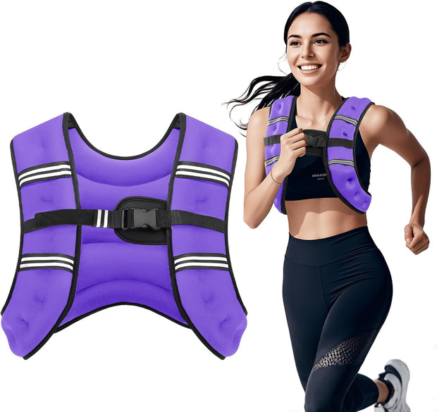 Weighted Vest, 8lb/12lb/16lb/20lb/25lb/30lb Weight Vest with Two Adjustment Straps for Men Women, Weight Vests with Reflective Stripe for Strength Training, Running, Jogging, Walking