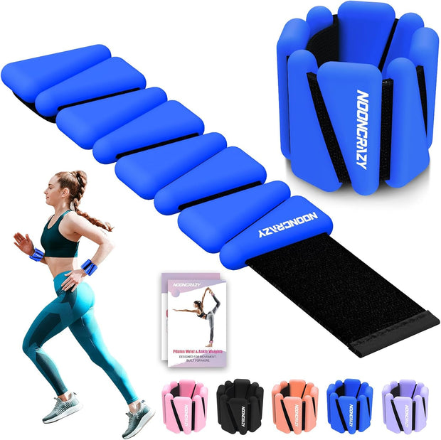 Wrist Ankle Weights Bangles 4lb/2lb for Women, Adjustable Silicone Pilates Weights Bracelet, Heavy Duty Fasteners Wearable Arm & Leg Weights for Yoga, Pilates, Barre, Walking and Gym (Set of 2)