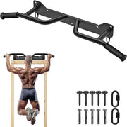 SELEWARE Heavy Duty Wall Mounted Doorway Pull Up Bar Multifunctional Joist Mount Chin Up Bar with Resistance Band Hooks & Ball Finger Training, Fully Welded Steel Construction Support to 600LBS