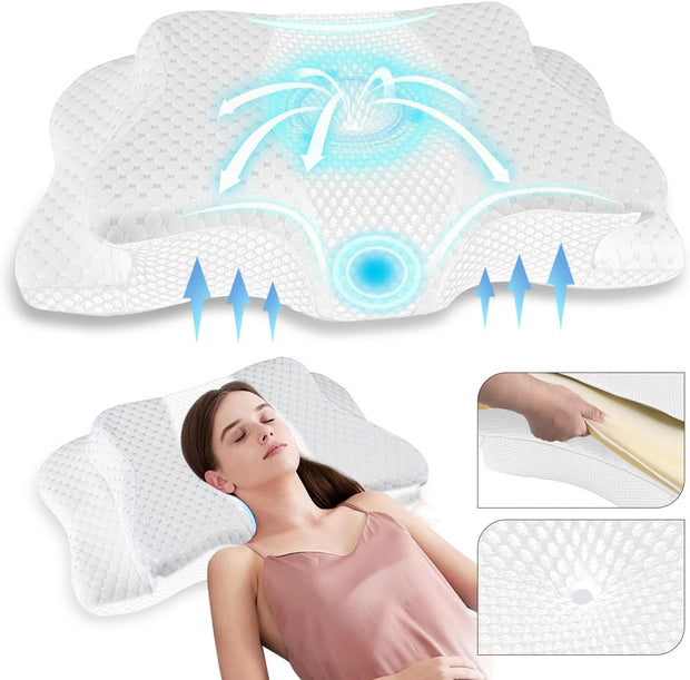 Pain Relief Cervical Pillow for Neck Support,Adjustable Ergonomic Pillow Cozy Sleeping,Odorless Orthopedic Memory Foam Pillows,Contour Bed Pillow for Side Back Stomach Sleeper