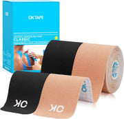 OK TAPE Kinesiology Tape 10 inches Precut, 20 Strips, Cotton Elastic Athletic Tape Latex Free, 2in x 16ft, Black