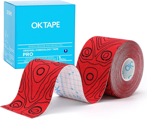 OK TAPE PRO Kinesiology Tape, 2inch x Long Roll 16ft Free Cut Tape, Elastic Athletic Tape Therapeutic Latex Free, Black+Black