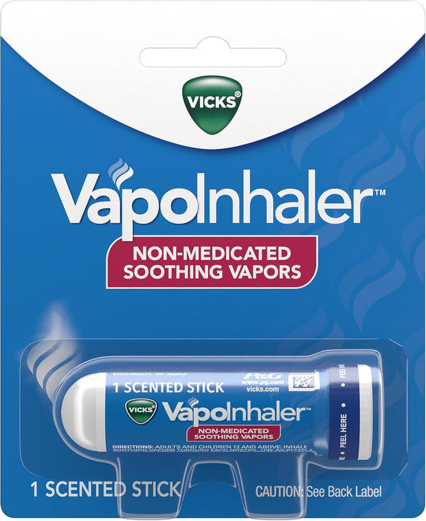 Vicks VapoInhaler, Portable Nasal Inhaler, Non-Medicated, Soothing Vapors, Menthol Scent, 1 Count