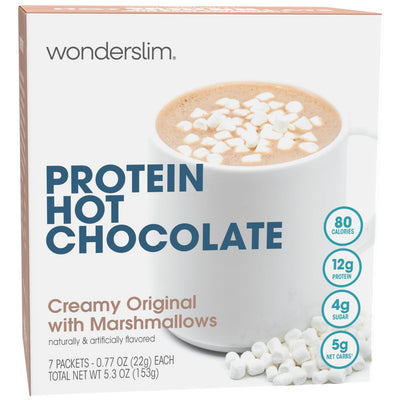 Wonderslim Protein Hot Chocolate with Marshmallows, Hot Cocoa, Low Sugar, Low Carb, Keto Friendly & Gluten Free (7ct)