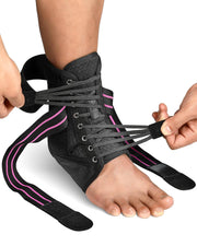 Quick Lace Up Ankle Brace for Women Men with Removable Side Splints, Adjustable Ankle Support for Sprained Ankle Injury Recovery, Ankle Stabilizer for Basketball Volleyball Tennis, 1 Unit