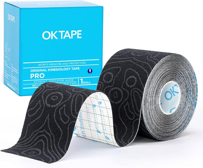 OK TAPE PRO Kinesiology Tape, 2inch x Long Roll 16ft Free Cut Tape, Elastic Athletic Tape Therapeutic Latex Free, Black+Black