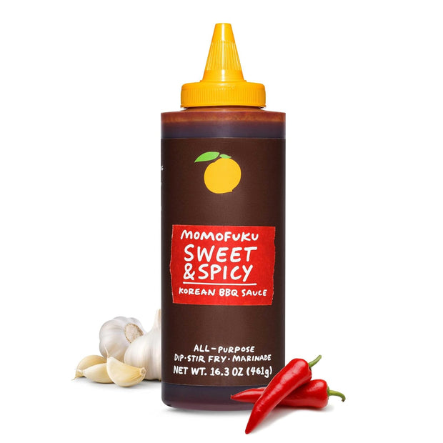 Momofuku Sweet & Savory Korean BBQ Sauce with Soy Sauce, Fresh Ginger, & Pear for Stir Fry, Barbecue, and Marinade; Galbi Style with Smoky, Savory-Sweet Flavor