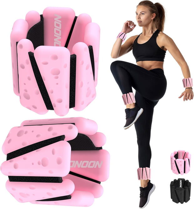 Wrist Ankle Weights Bangles 4lb/2lb for Women, Adjustable Silicone Pilates Weights Bracelet, Heavy Duty Fasteners Wearable Arm & Leg Weights for Yoga, Pilates, Barre, Walking and Gym (Set of 2)