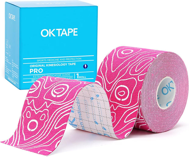 OK TAPE PRO Kinesiology Tape, 2inch x Long Roll 16ft Free Cut Tape, Elastic Athletic Tape Therapeutic Latex Free, Black+Black