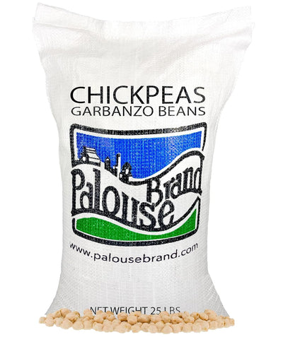 Palouse Brand Certified Glyphosate Residue Free Chickpeas | Garbanzo Beans | 25 LBS | Family Farmed in Washington State | Non-GMO Project Verified | Kosher Parve | USA Grown | Field Traced