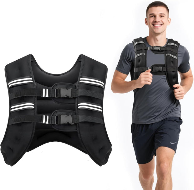 Weighted Vest for Woman Men, 6lb/8lb/12lb/16lb/20lb/30lb Weight Vest with Reflective Stripe, Weight Vests Adjustable for Walking, Weight Loss, Training, Running