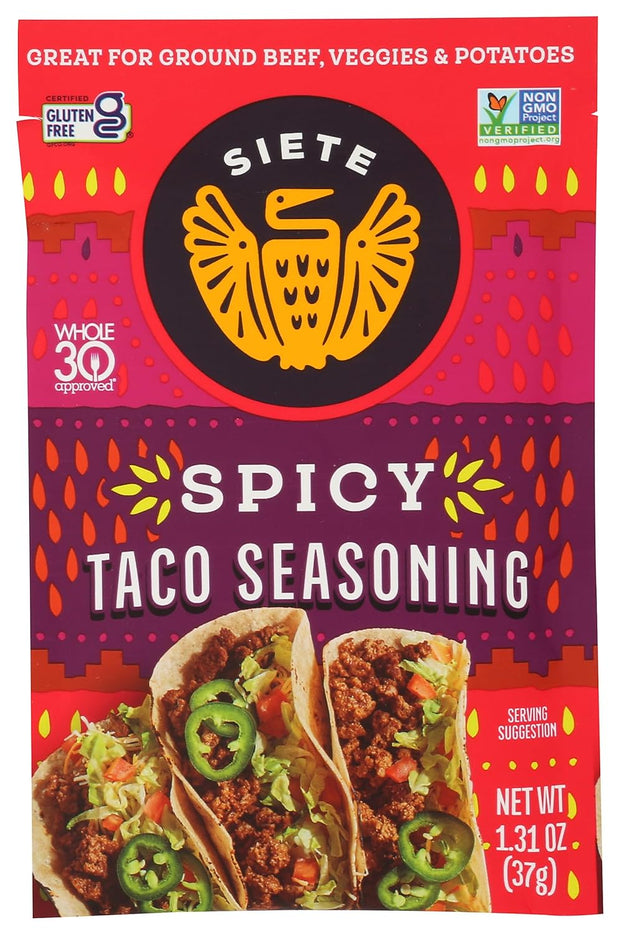 Siete Mild Taco Seasoning Mix | Gluten Free | Vegan | Paleo | Preservative Free | Whole 30 Approved (1 Packet)