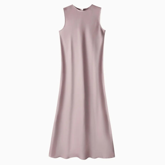 AS 2025 spring summer elegance satin dress + knitted top match set maxi floor length woman clothes