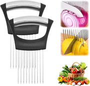 Stainless Steel Onion Slice Holder, 2025 New Onion Slice Holder for Slicing, Chopper Assistant Tool, Lemon Slicer Vegetable Cutter for Meat, Lemon, Potato, Tomato - Kitchen Gadgets (1)