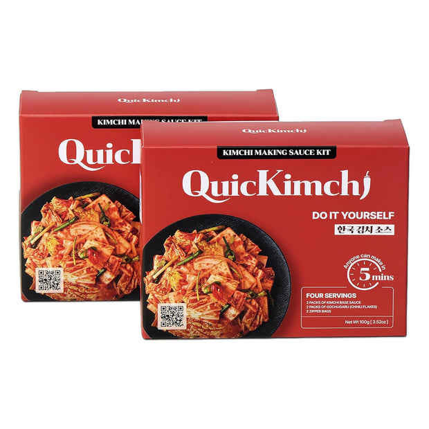 QuicKimchi DIY All Purpose Korean Kimchi Making Sauce Kit, 5-Minute Prep, Total 4 Servings, Base Liquid Sauce and Chili Flakes(gochugaru) 만능 김치 소스