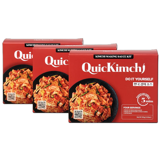 QuicKimchi DIY All Purpose Korean Kimchi Making Sauce Kit, 5-Minute Prep, Total 4 Servings, Base Liquid Sauce and Chili Flakes(gochugaru) 만능 김치 소스