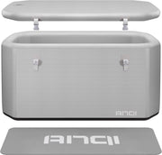 XXL Cold Plunge Tub for Athletes, Compatible with Water Chillers, 224-Gallon Inflatable Ice Bath Tub with Insulated Lid, Thermometer, Water-Absorbent Mat, Portable Ice Pod for Cold Water Therapy