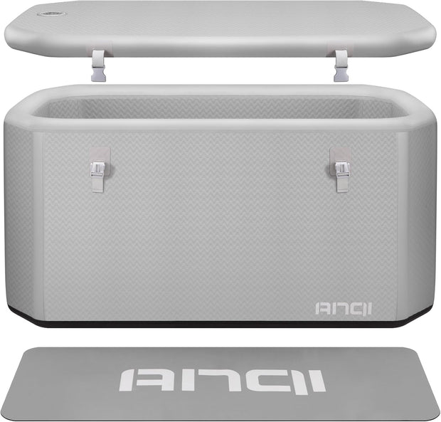 XXL Cold Plunge Tub for Athletes, Compatible with Water Chillers, 224-Gallon Inflatable Ice Bath Tub with Insulated Lid, Thermometer, Water-Absorbent Mat, Portable Ice Pod for Cold Water Therapy