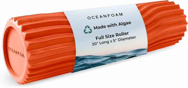 Oceanfoam Tidal Roller - Black - Muscle Massage Foam Roller for Back Pain & Stretching - Firm and Ergonomic Wide Wave Textured - Yoga, Athletics, & Wellness - Full Size, 20" x 5"