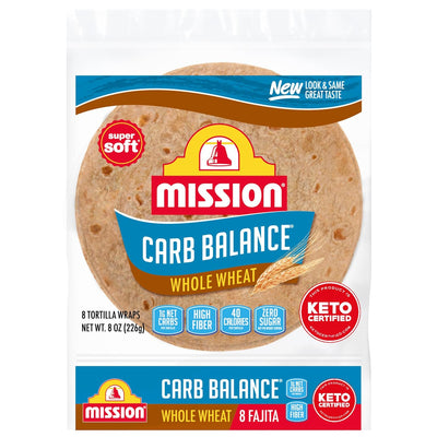 Mission Carb Balance Whole Wheat Flour Tortillas, Fajita Size, 8 Count