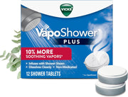 Vicks, VapoShower Plus, Shower Steamers, Eucalyptus Shower Steamer & Menthol Scent, Clean Dissolving Vapor Shower Tablets, Aromatherapy Shower Steamer & Shower Bombs, 12 count