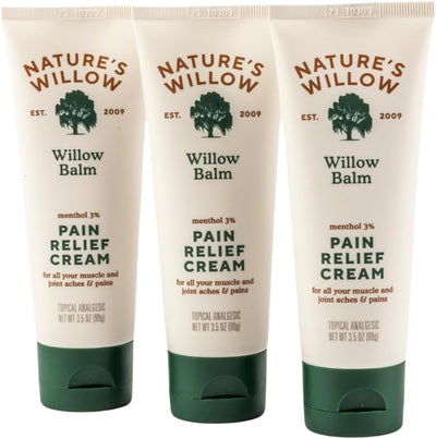 Nature's Willow Willow Balm Natural Pain Relief Cream for Muscles & Joints | Fast-Acting with Willow Bark & Menthol | Free from Artificial Fragrances & Dyes | 1-Pack | 3.5 fl oz